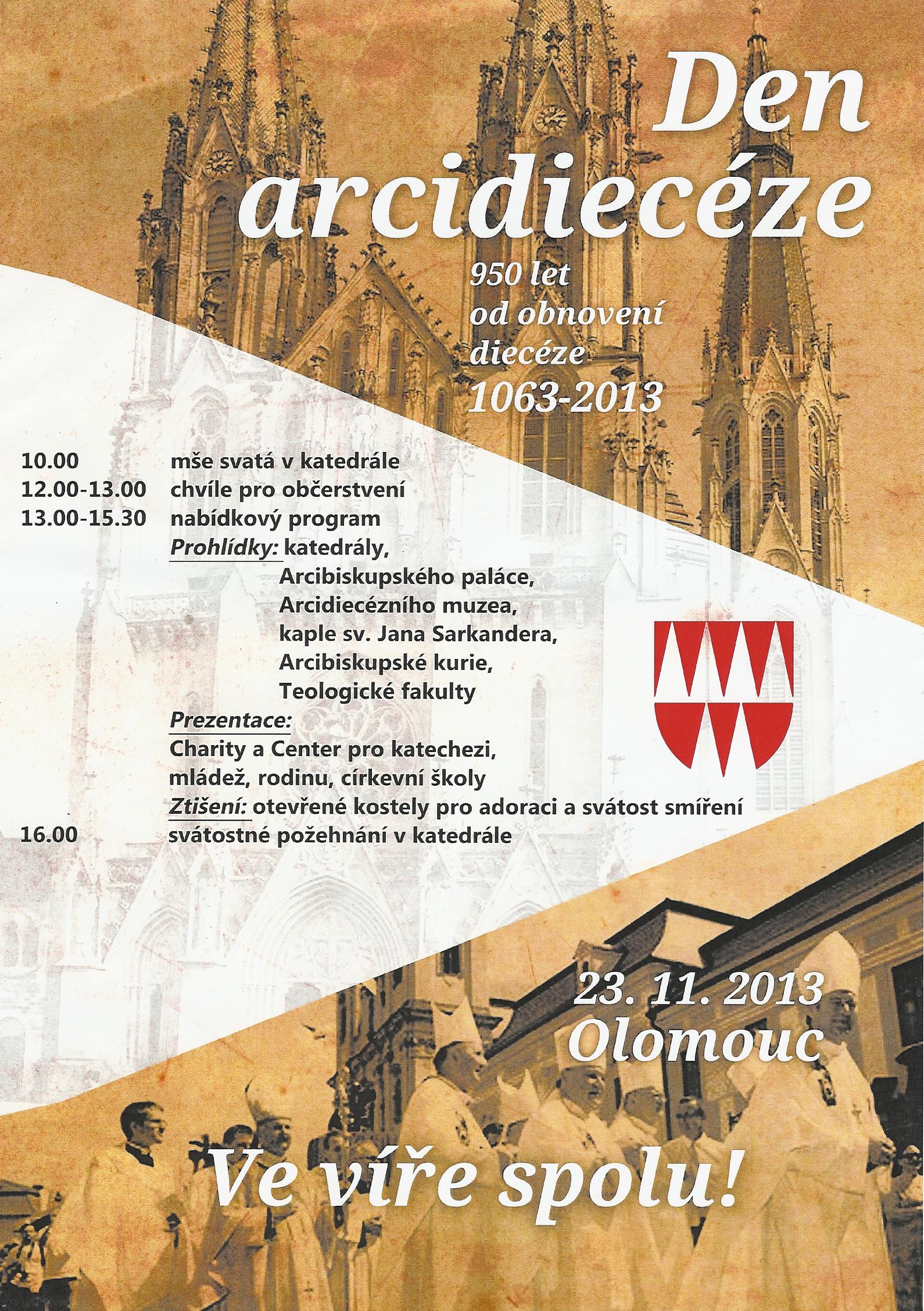 Ukončení Roku víry a oslava výročí naší arcidiecéze proběhne 23.11. v Olomouci 