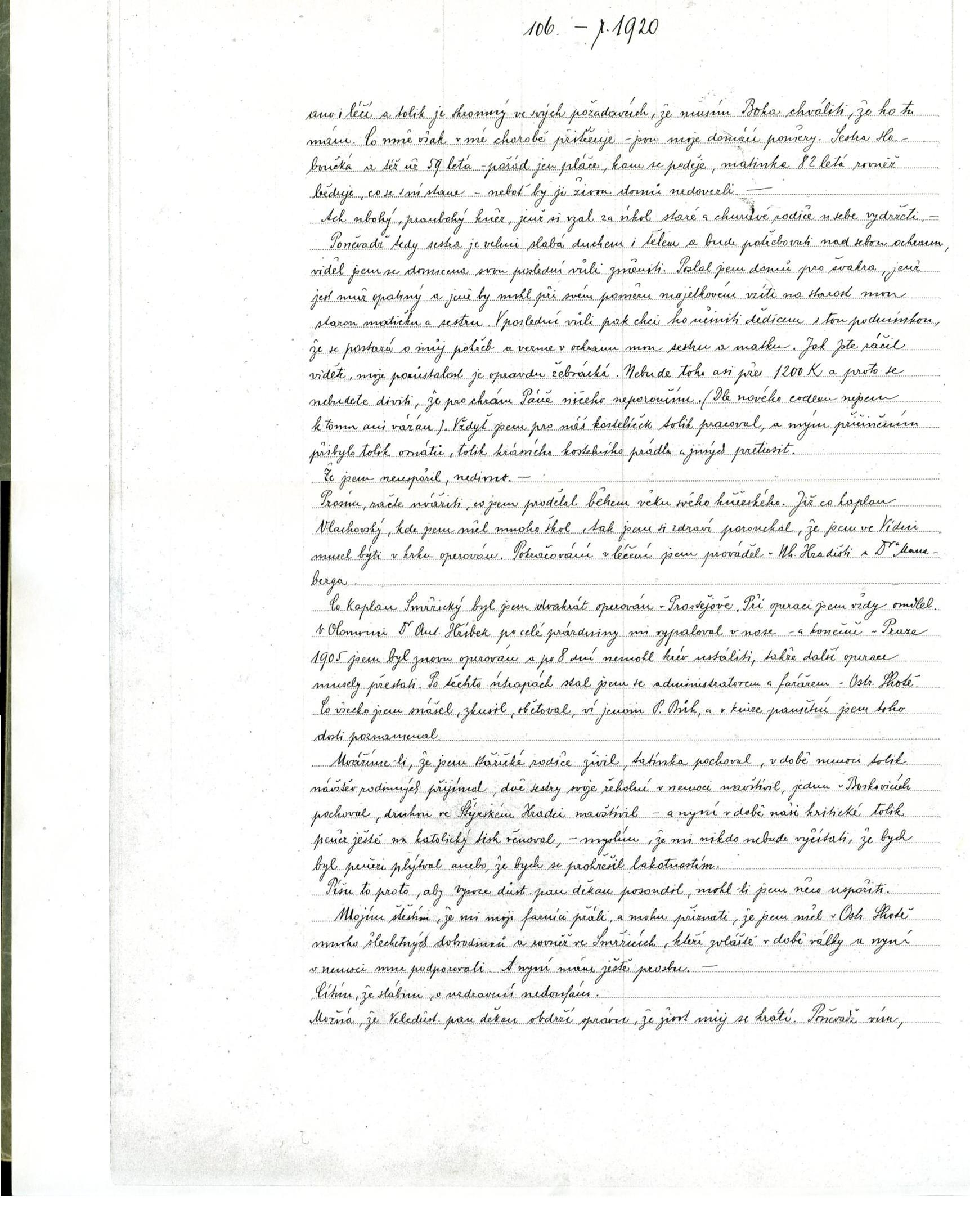 Fotokopie dopisu z farní kroniky