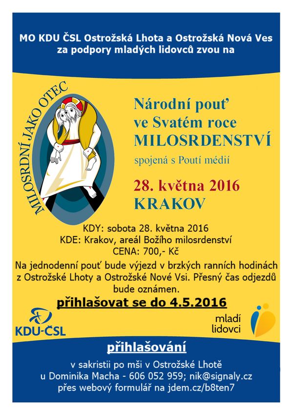 Národní pouť do Krakova? Pro všechny bez rozdílu věku - 28.5.2016